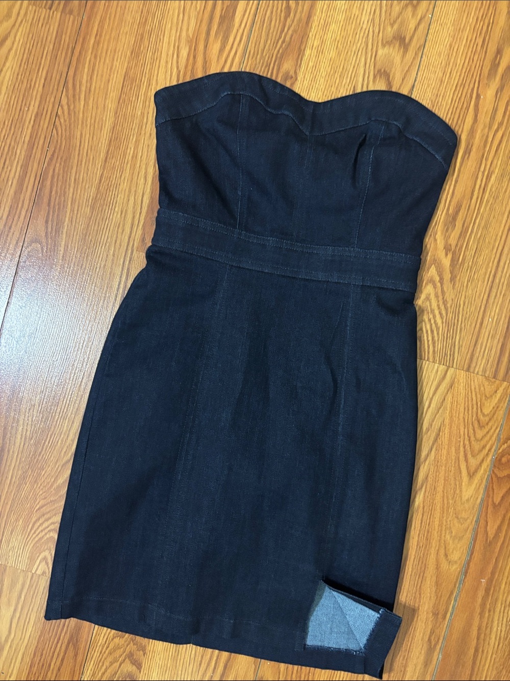 Express Strapless Dark Indigo Denim Dress - Picture 3 of 5